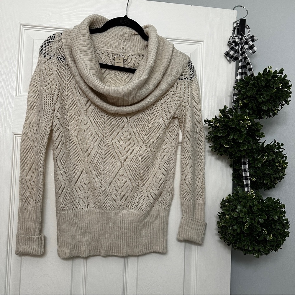 Lucky Brand Cream Cowl Neck Sweater
